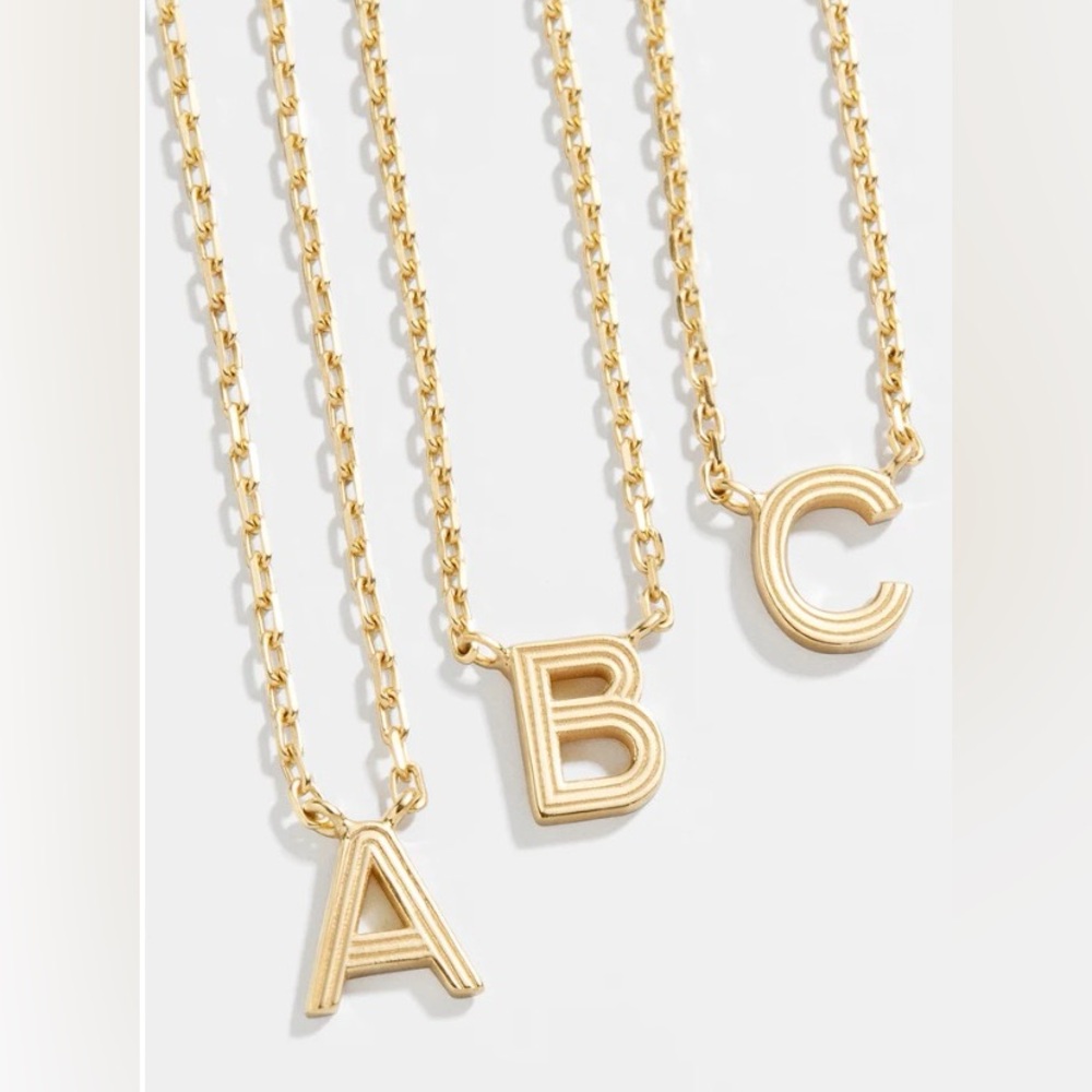 Baublebar 18K Gold Etched Initial Necklace letter”S”